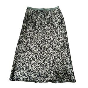 Hashttag Green Animal Print Slip Skirt